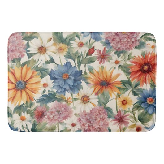 素晴らしい柔らかい夏の庭の花 バスマット (正面)