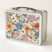 素晴らしい柔らかい夏の庭の花 メタルランチボックス (裏面)