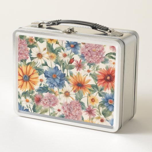 素晴らしい柔らかい夏の庭の花 メタルランチボックス (正面)