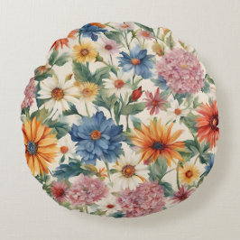 素晴らしい柔らかい夏の庭の花 ラウンドクッション