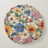 素晴らしい柔らかい夏の庭の花 ラウンドクッション (裏面)