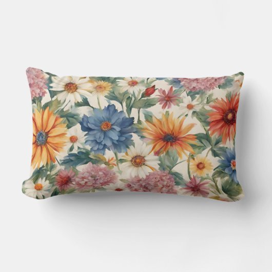素晴らしい柔らかい夏の庭の花 ランバークッション (正面)