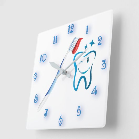 素晴らしい歯医者歯ブラシ スクエア壁時計 (傾斜)