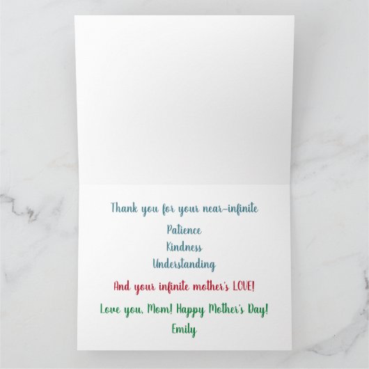 素晴らしい母の愛 現代のトレンディな水彩画アート カード (内部)