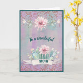 素晴らしい母水色のサボテンのカードに カード (黄色い花)