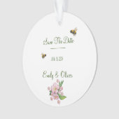 素晴らしい水色のリンゴの木の花とbее オーナメント (正面)