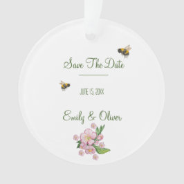 素晴らしい水色のリンゴの木の花とbее オーナメント