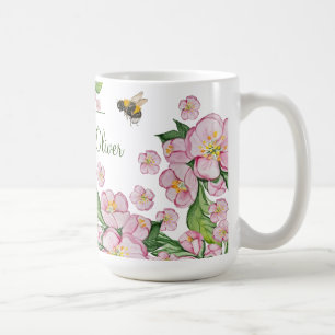素晴らしい水色のリンゴの木の花とbее コーヒーマグカップ