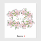 素晴らしい水色のリンゴの木の花とbее シール (シート)