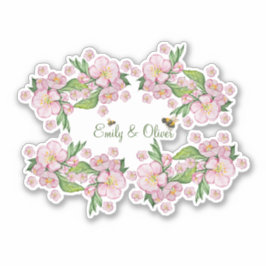 素晴らしい水色のリンゴの木の花とbее シール