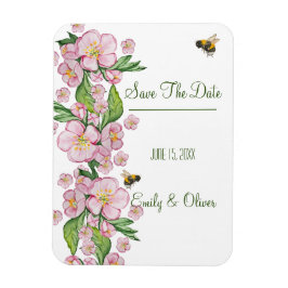 素晴らしい水色のリンゴの木の花とbее マグネット