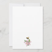 素晴らしい水色のリンゴの木の花とbее 招待状 (裏面)