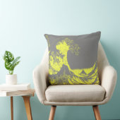 素晴らしい波の黄色及び灰色の枕 クッション (椅子)