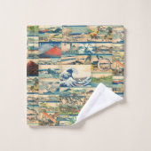 素晴らしい波のHokusai富士山の日本人のプリント バスタオルセット (ウォッシュタオル)