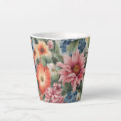 素晴らしい洗練カラフルされた夏の花 カフェラテマグ (正面)
