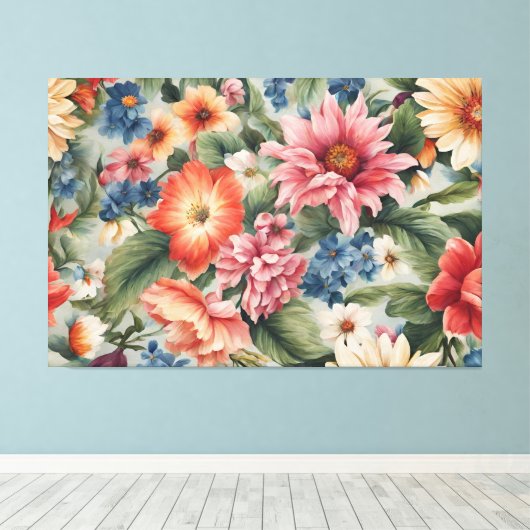 素晴らしい洗練カラフルされた夏の花 キャンバスプリント (インサイチュ (ウッドフロア))