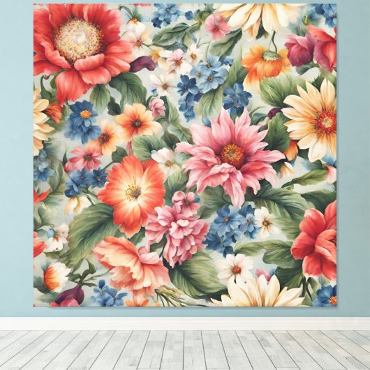 素晴らしい洗練カラフルされた夏の花 キャンバスプリント (インサイチュ (ウッドフロア))