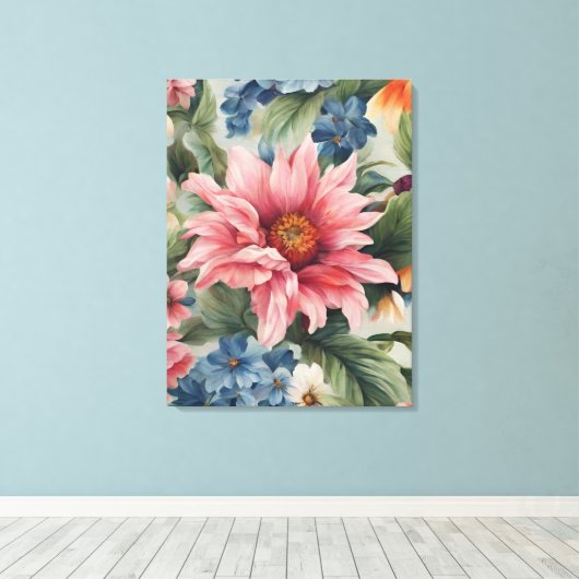 素晴らしい洗練カラフルされた夏の花 キャンバスプリント (インサイチュ (ウッドフロア))