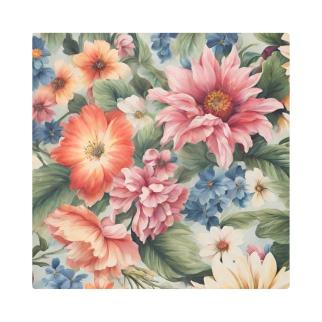 素晴らしい洗練カラフルされた夏の花 メタルプリント (正面)