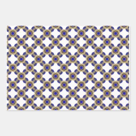 素晴らしい海軍風の白と金 ラッピングペーパーシート (正面3)