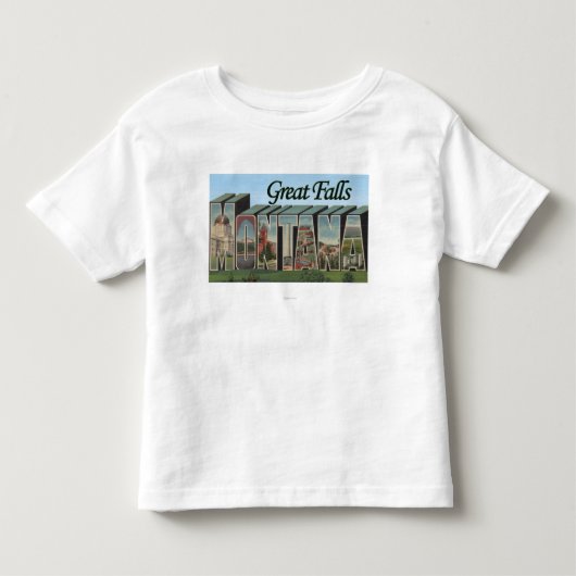 素晴らしい滝、モンタナ-大きい手紙場面 トドラーTシャツ (正面)