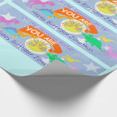 素晴らしい漫画の恐竜の誕生日すごい ラッピングペーパー (角)