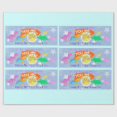 素晴らしい漫画の恐竜の誕生日すごい ラッピングペーパー (フラット)