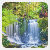 素晴らしい熱帯雨林と動物 スクエアシール (正面)