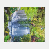 素晴らしい熱帯雨林と動物 フリースブランケット (正面(横))