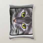 素晴らしい猫がポートレートでモダンストライプす アクセントクッション (正面(垂直))