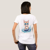 素晴らしい猫が波に乗る Tシャツ (裏面フル)