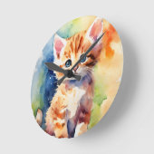 素晴らしい猫の壁画時計 ラウンド壁時計 (傾斜)