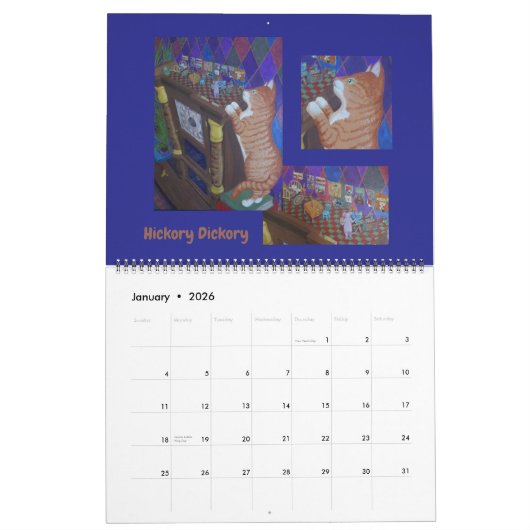 素晴らしい猫科の動物2026年漫画の猫 カレンダー (1月 2026)