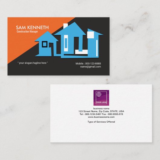 素晴らしい生気に満ちた家の建築業者の名刺 名刺 (正面/裏面)