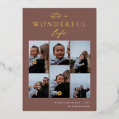 素晴らしい生活 | 6フォトコラージクリスマス 箔シーズンカード (正面)