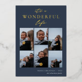 素晴らしい生活 | 6フォトコラージクリスマス 箔シーズンカード (正面)