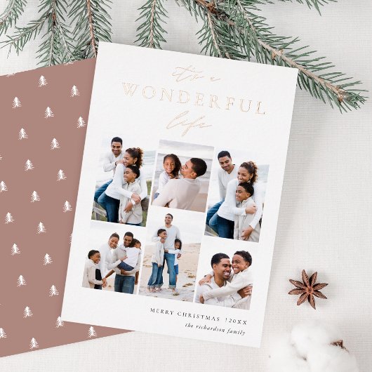 素晴らしい生活 | 6フォトコラージクリスマス 箔シーズンカード