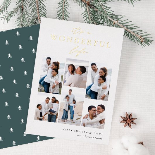 素晴らしい生活 | 6フォトコラージクリスマス 箔シーズンカード