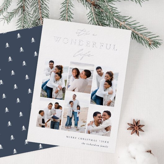 素晴らしい生活 | 6フォトコラージクリスマス 箔シーズンカード