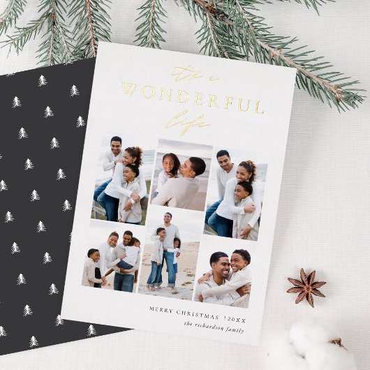 素晴らしい生活 | 6フォトコラージクリスマス 箔シーズンカード