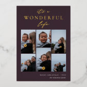 素晴らしい生活 | 6フォトコラージクリスマス 箔シーズンカード (正面)