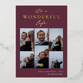 素晴らしい生活 | 6フォトコラージクリスマス 箔シーズンカード (正面)