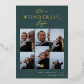 素晴らしい生活 | 6フォトコラージクリスマス 箔シーズンカード (正面)