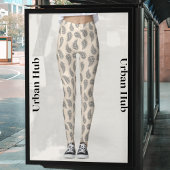 素晴らしい白いシダ模様 レギンス