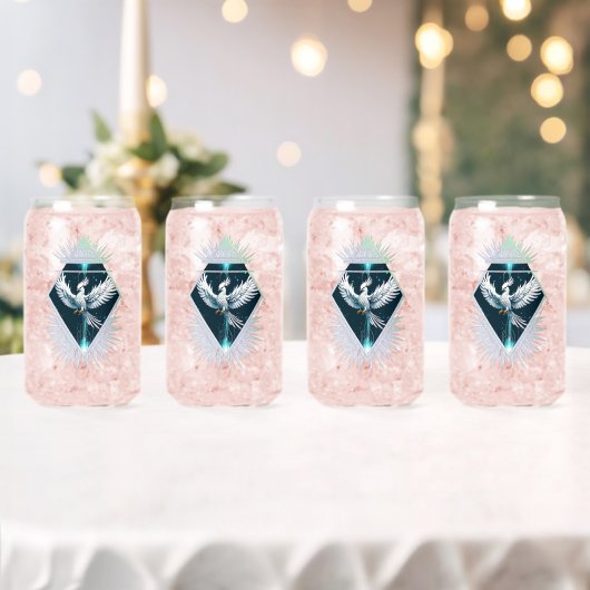 素晴らしい白いファンタジーフェニックス。 ガラス缶 (インサイチュ (ウェディング))