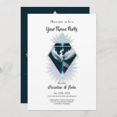 素晴らしい白いファンタジーフェニックス。 招待状 (正面/裏面)