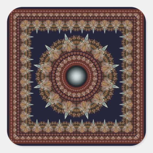 素晴らしい白熱［赤熱］光を放つフラクタルオーナメント スクエアシール (正面)