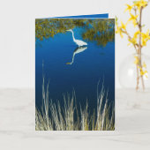 素晴らしい白鷺#2の挨拶状 カード (黄色い花)