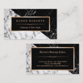 素晴らしい白黒の大理石のメーキャップアーティストのファッション 名刺 (正面/裏面)