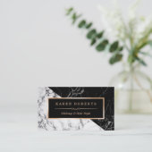 素晴らしい白黒の大理石のメーキャップアーティストのファッション 名刺 (スタンド正面)